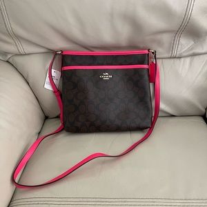NWT Coach Signature Zip File Crossbody